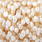 7x6-8x6mm White Baroque Pearls on Gold Plated Chain - Beadsofcambay.com
