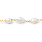 7x6-8x6mm White Baroque Pearls on Gold Plated Chain - Beadsofcambay.com