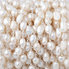 7x6-8x6mm White Baroque Pearls on Silver Plated Chain - Beadsofcambay.com