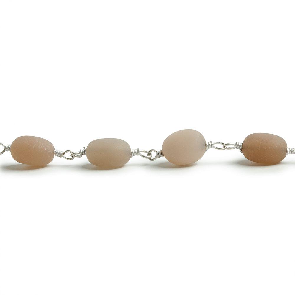 7x6-8x7mm Matte MultiColor Moonstone nugget Silver plated Chain by the foot with approximately 23 pcs - Beadsofcambay.com