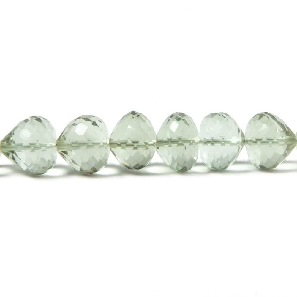 7x6-8x7mm Prasiolite center drill faceted 'Candy Kiss' 7.5 inch 33 Beads AAA - Beadsofcambay.com