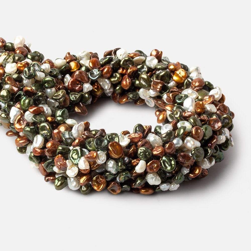 7x6-8x7mm Tri Color Top Drill Keshi Freshwater Pearls 88 pieces - Beadsofcambay.com