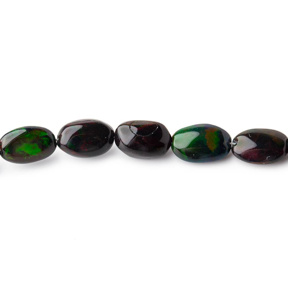 7x6-9x6mm Black Ethiopian Opal Plain Oval Beads 16 inch 55 pieces AAA - Beadsofcambay.com