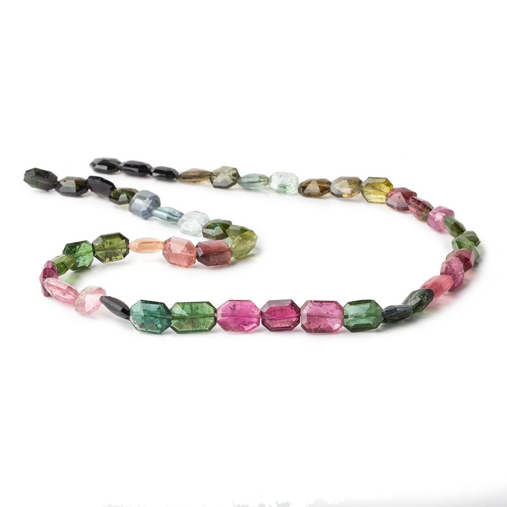 7x6-9x6mm Multi Color Tourmaline Faceted Modified Rectangles 15 inch 47 beads AA - Beadsofcambay.com