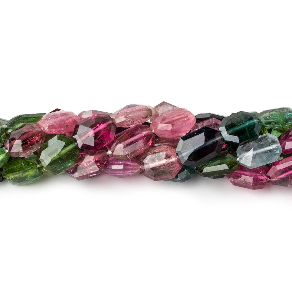 7x6-9x6mm Multi Color Tourmaline Faceted Modified Rectangles 15 inch 47 beads AA - Beadsofcambay.com