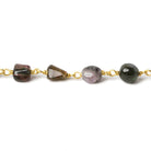 7x6-9x6mm Multi Color Tourmaline plain nugget Vermeil Chain - 1.5ft - Beadsofcambay.com