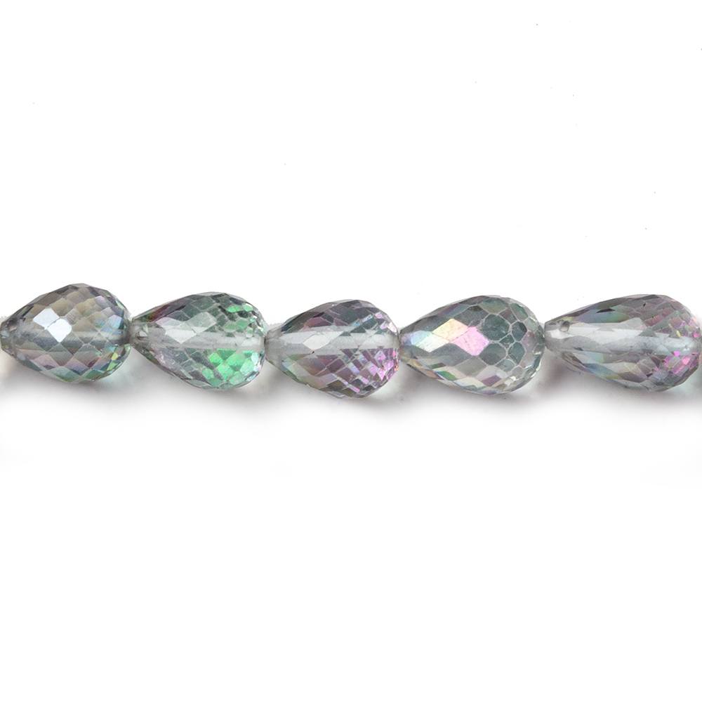 9x6mm Mystic White Topaz straight drilled faceted tear drops 9 inch 22 beads AA - Beadsofcambay.com