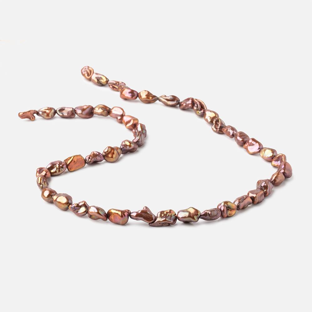 7x6-9x7mm Cinnamon Keshi Freshwater Pearl Beads 15.5 inch 50 pieces - Beadsofcambay.com