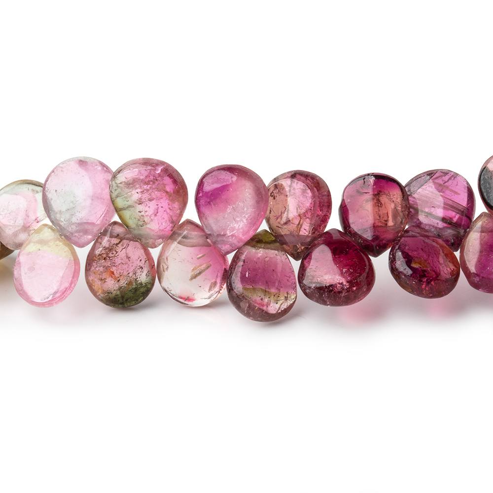 7x6-9x7mm Multi Color Tourmaline Plain Pear beads 18 inch 127 pieces - Beadsofcambay.com