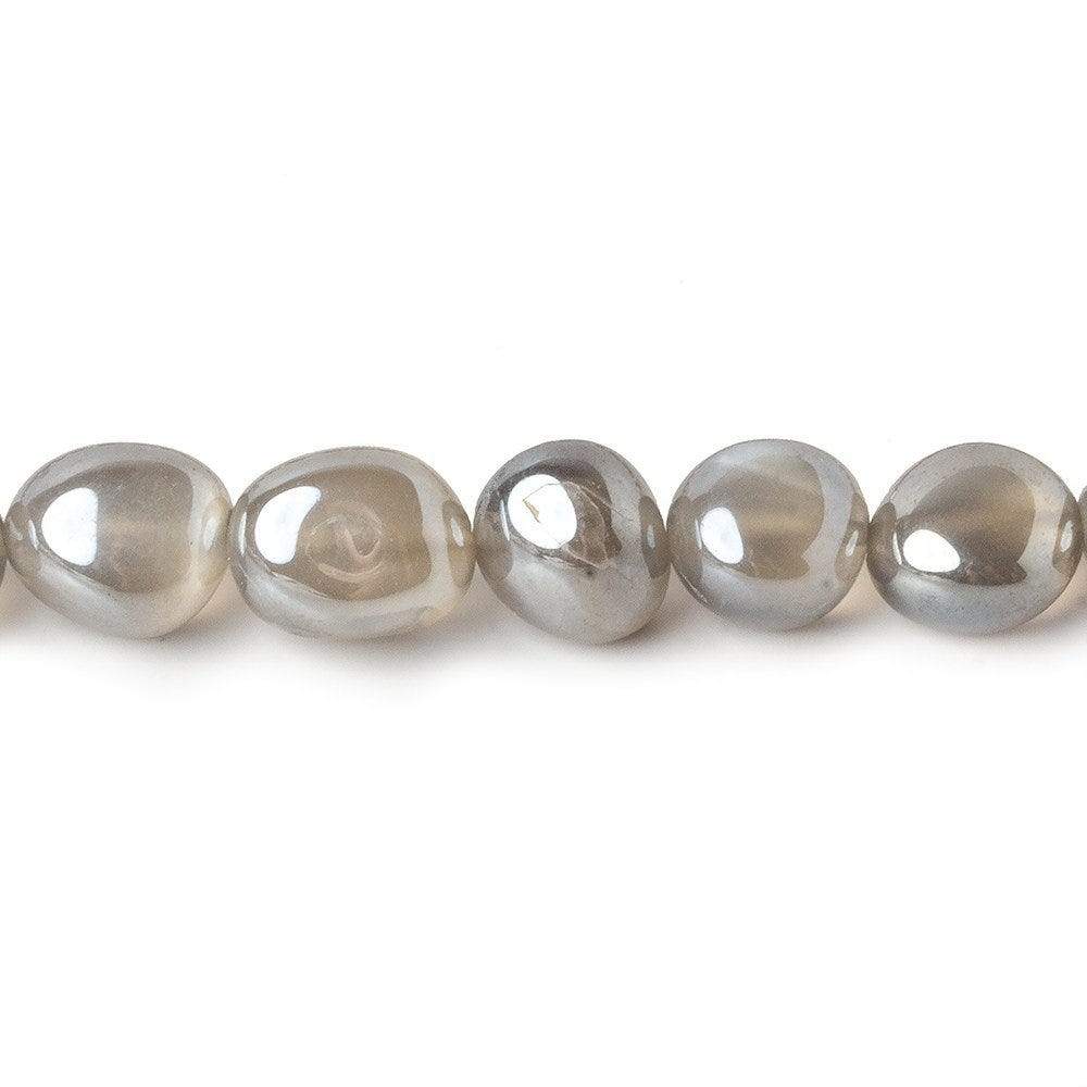 7x6-9x7mm Mystic Platinum Grey Moonstone plain nuggets 16 inch 48 beads - Beadsofcambay.com