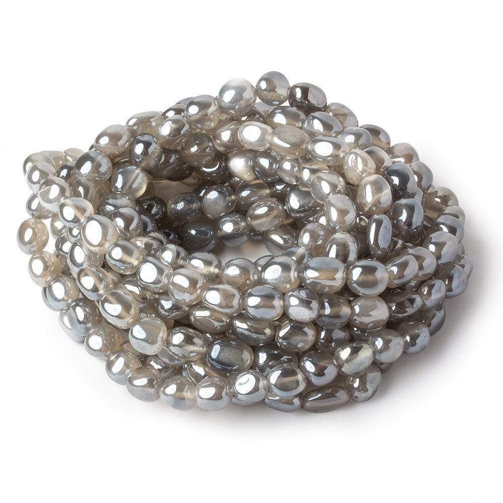 7x6-9x7mm Mystic Platinum Grey Moonstone plain nuggets 16 inch 48 beads - Beadsofcambay.com