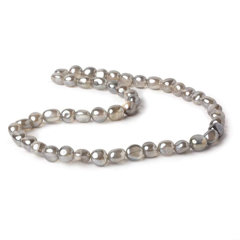 7x6-9x7mm Mystic Platinum Grey Moonstone plain nuggets 16 inch 48 beads - Beadsofcambay.com