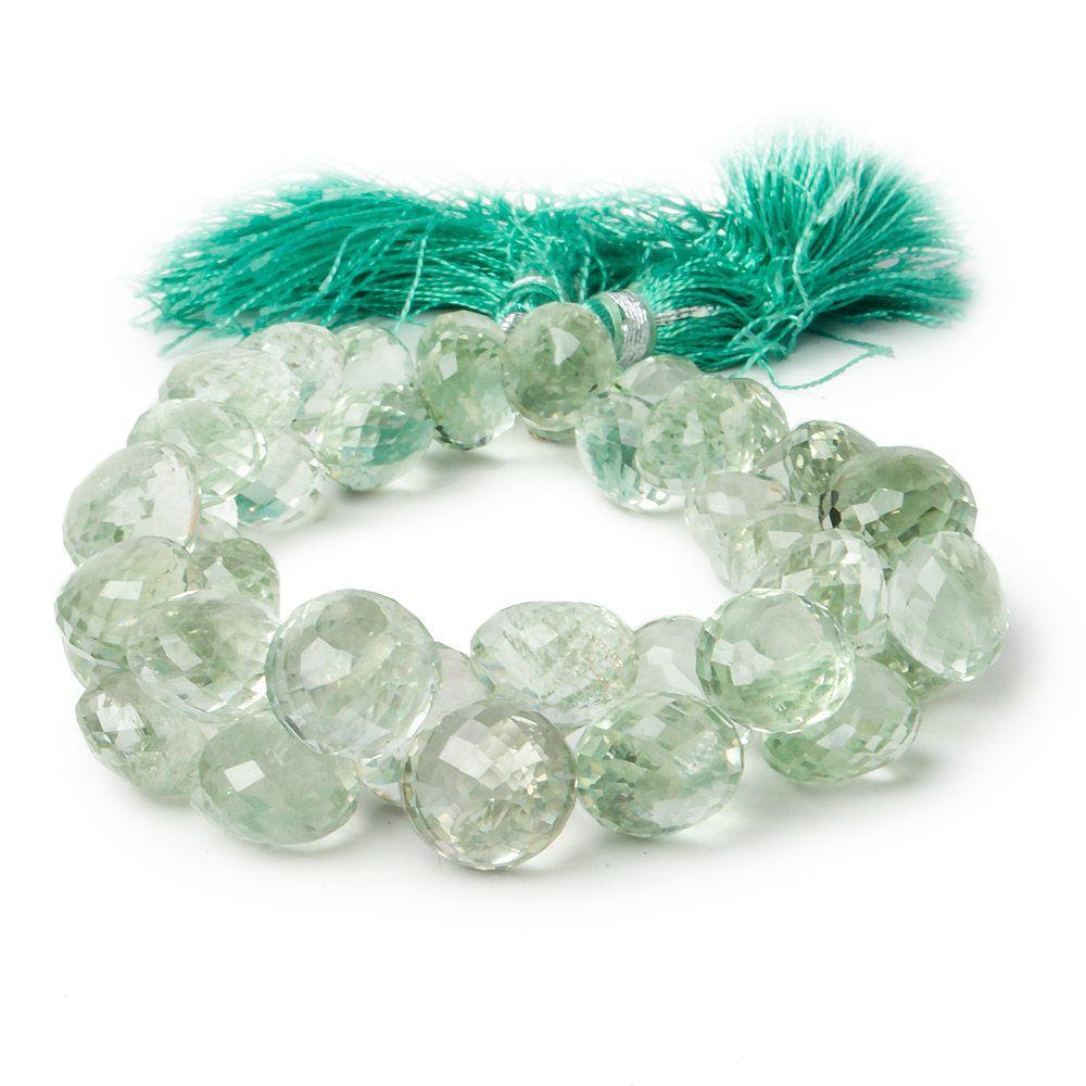 7x6-9x9mm Prasiolite Bead Briolette `Candy Kiss` 7 inch 41 pieces AAA - Beadsofcambay.com