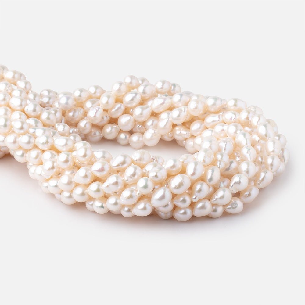 7x6.5-9x7mm Cream Petite Ultra Baroque Freshwater Pearls 15 inch 48 Beads - Beadsofcambay.com