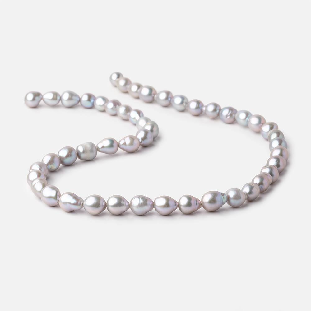 7x6.5-9x7mm Silver Petite Ultra Baroque Freshwater Pearls 15 inch 48 Beads - Beadsofcambay.com