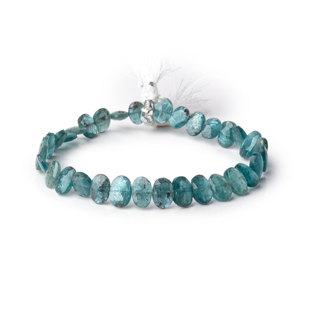 7x6.5-9x7mm Teal Moss Kyanite Faceted Oval Beads 8 inch 31 pieces - Beadsofcambay.com