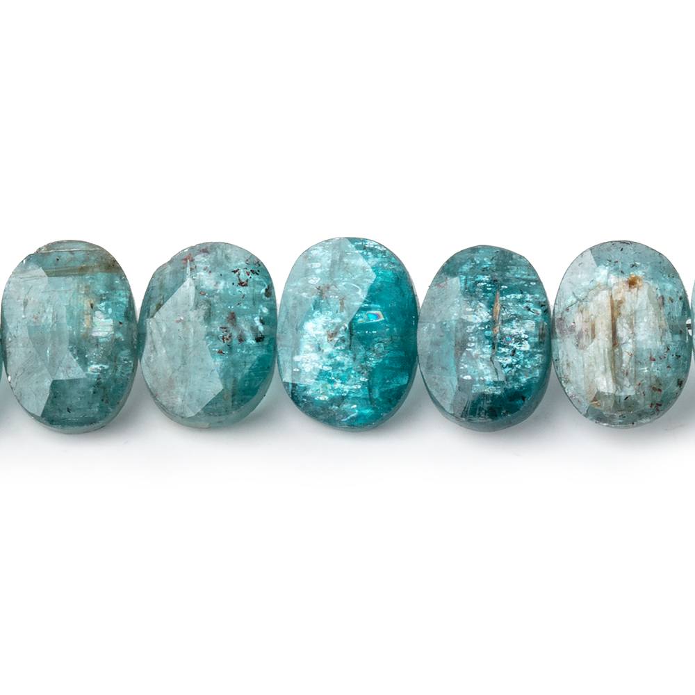 7x6.5-9x7mm Teal Moss Kyanite Faceted Oval Beads 8 inch 31 pieces - Beadsofcambay.com