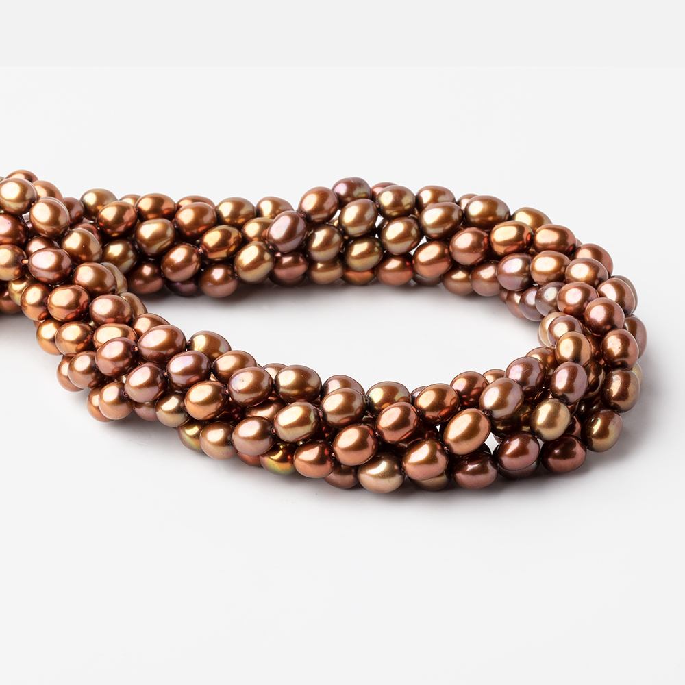 7x6mm Chestnut Oval Freshwater Pearls 16 inch 55 pieces - Beadsofcambay.com