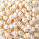 7x6mm Cream Baroque Freshwater Pearl Vermeil Chain by the foot 25 beads - Beadsofcambay.com