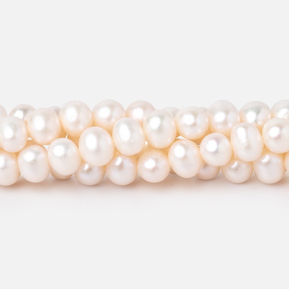 7x6mm Cream Off Round Freshwater Pearls 16 inch 72 Beads - Beadsofcambay.com
