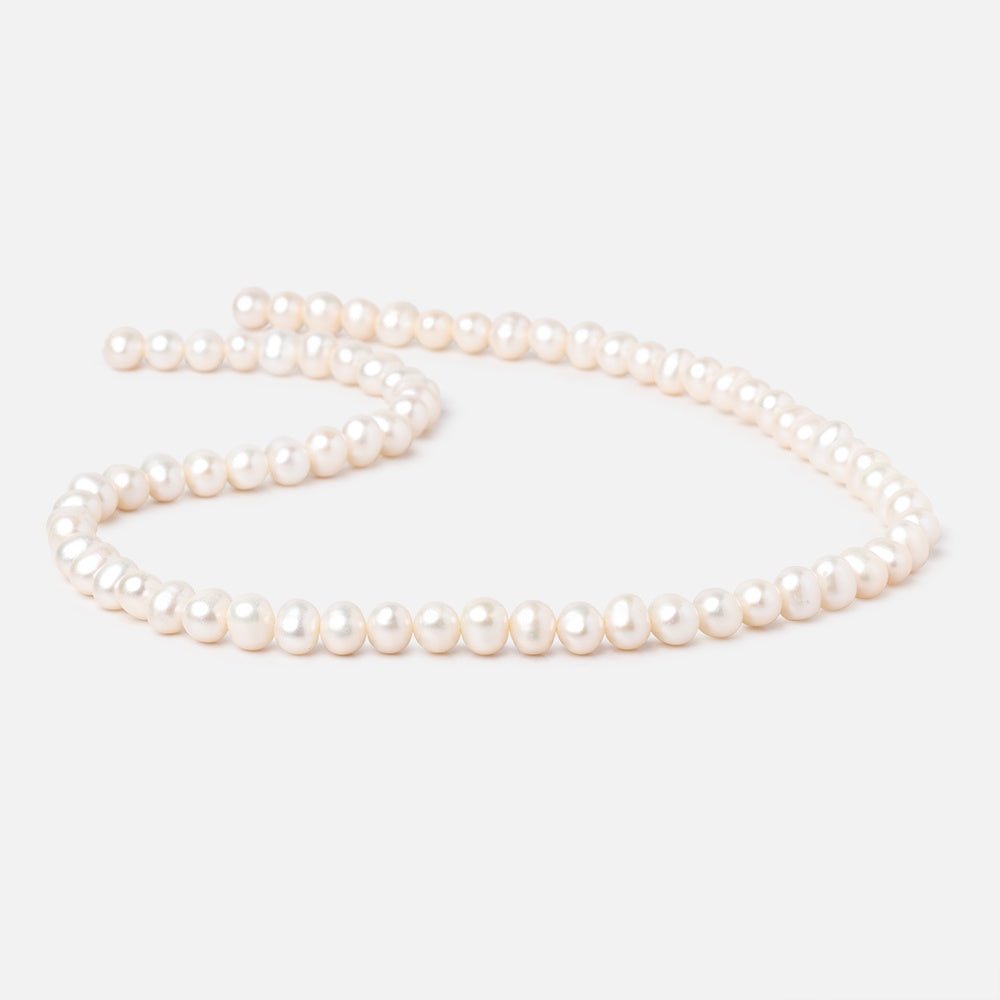 7x6mm Cream Off Round Freshwater Pearls 16 inch 72 Beads - Beadsofcambay.com