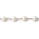 7x6mm Cream Off Round Pearl Black Gold .925 Silver Chain - Beadsofcambay.com