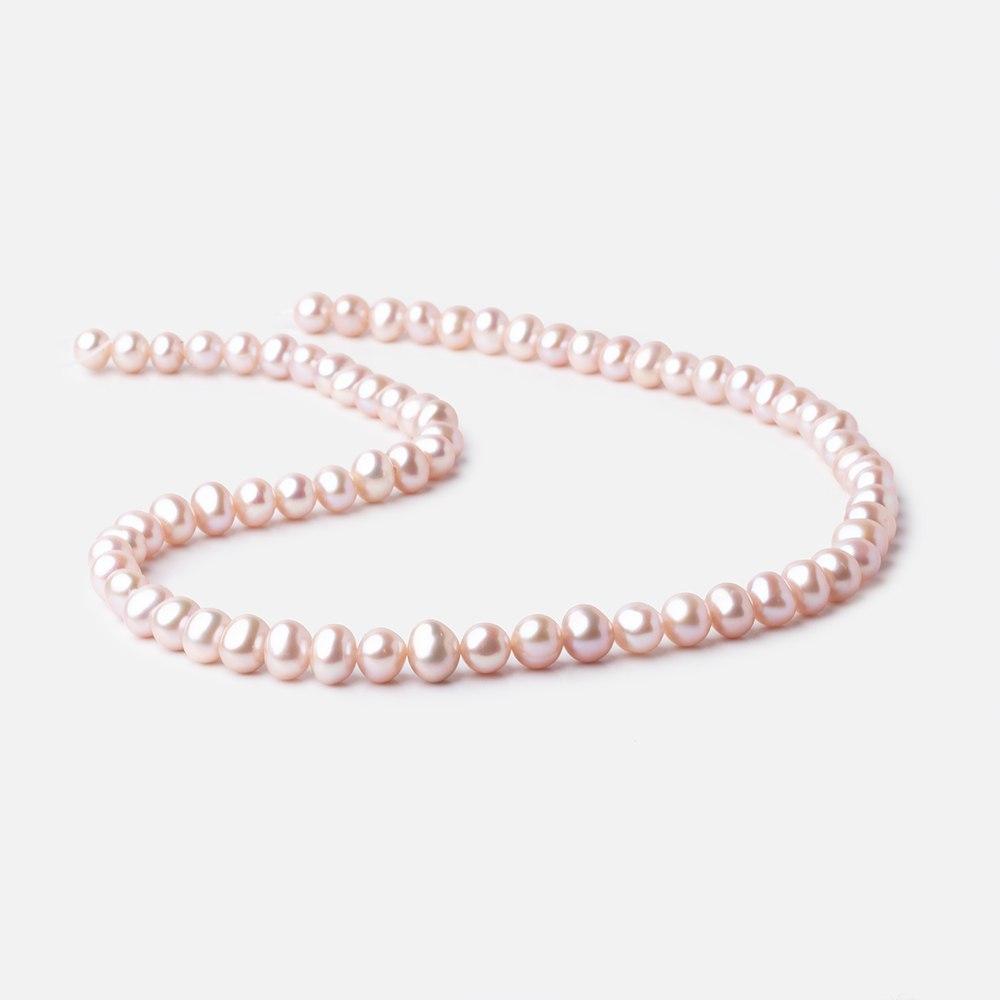 7x6mm Ice Pink Off Round Freshwater Pearl Beads 15.5 inch 70 pieces - Beadsofcambay.com