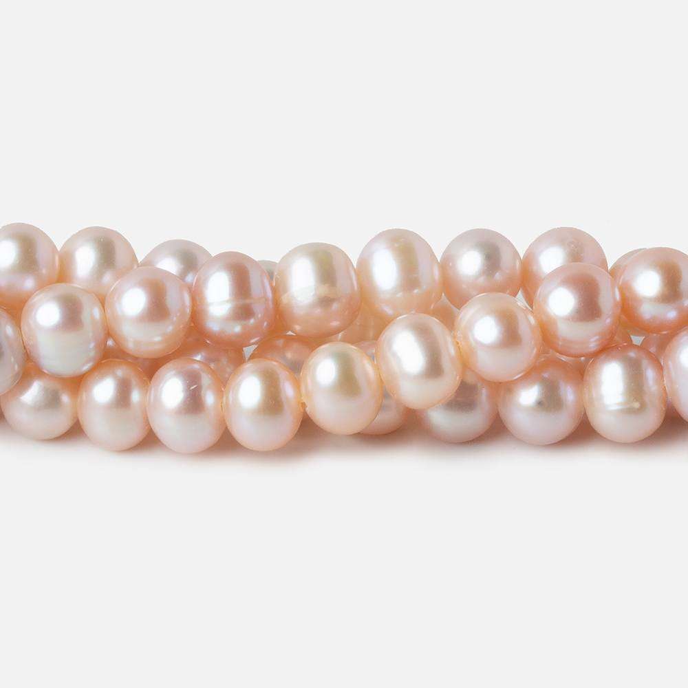 7x6mm Orchid Pink Off Round Freshwater Pearls 67 pieces AAA - Beadsofcambay.com