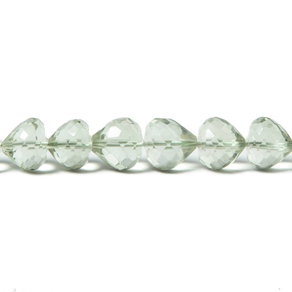 7x6mm Prasiolite center drill faceted 'Candy Kiss' 7.5 inch 33 Beads AAA - Beadsofcambay.com