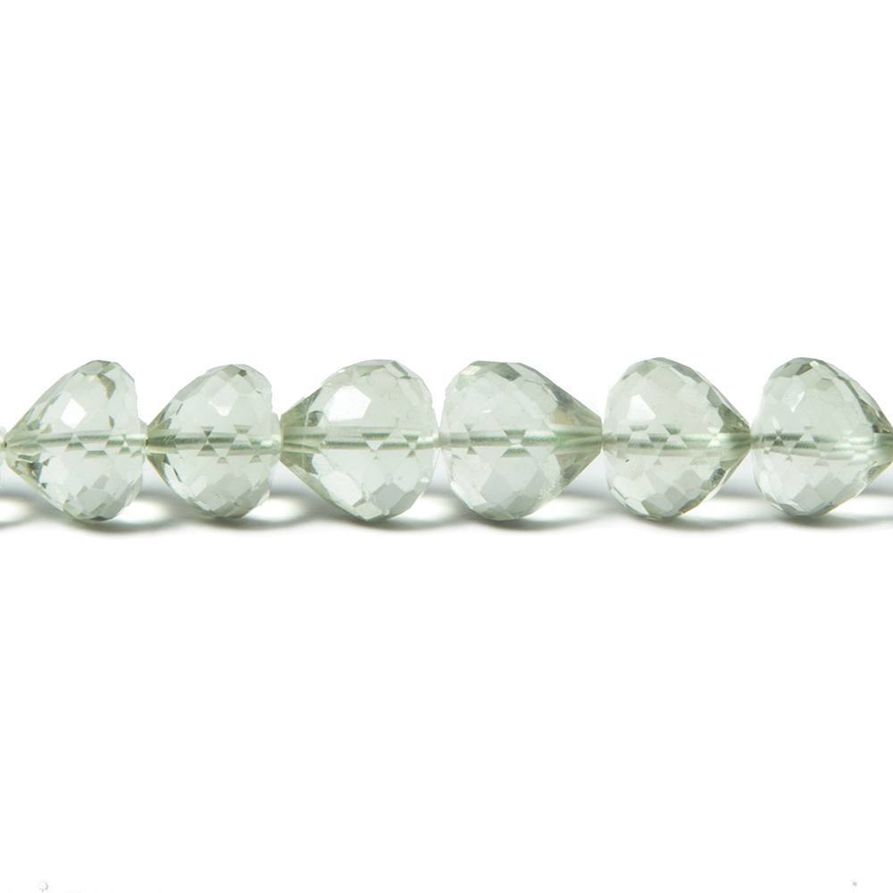 7x6mm Prasiolite center drill faceted 'Candy Kiss' 7.5 inch 33 Beads AAA - Beadsofcambay.com