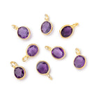 7x6mm Vermeil Bezel Amethyst Rose Cut Oval Pendant 1 piece - Beadsofcambay.com