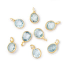 7x6mm Vermeil Bezel Blue Topaz Rose Cut Oval Pendant 1 piece - Beadsofcambay.com