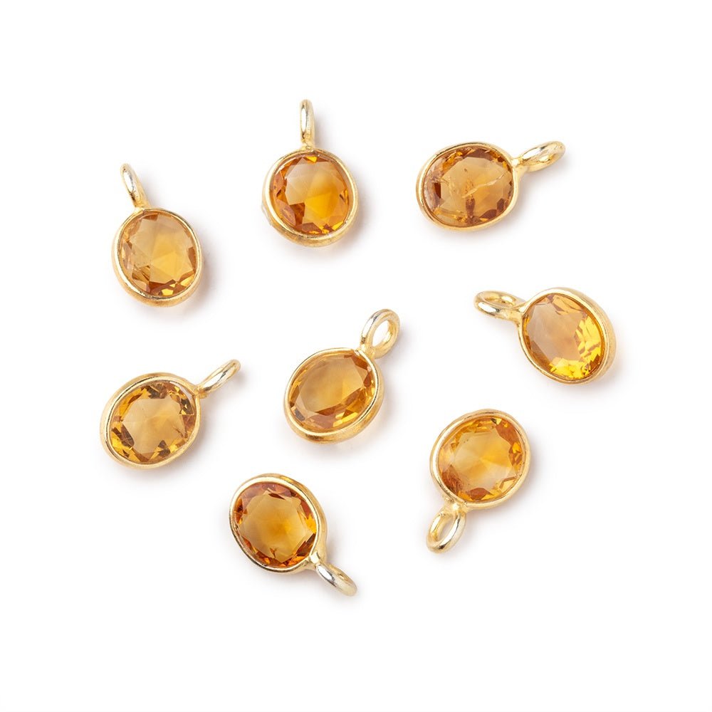 7x6mm Vermeil Bezel Citrine Rose Cut Oval Pendant 1 piece - Beadsofcambay.com