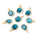 7x6mm Vermeil Bezel London Blue Topaz Rose Cut Oval Pendant 1 piece - Beadsofcambay.com
