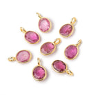 7x6mm Vermeil Bezel Pink Tourmaline Rose Cut Oval Pendant 1 piece - Beadsofcambay.com