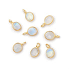 7x6mm Vermeil Bezel Rainbow Moonstone Rose Cut Oval Pendant 1 piece - Beadsofcambay.com