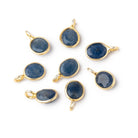 7x6mm Vermeil Bezel Sapphire Rose Cut Oval Pendant 1 piece - Beadsofcambay.com