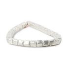 6mm Silver Plated Brushed Cube Beads 8 inch 30 pieces - BeadsofCambay.com