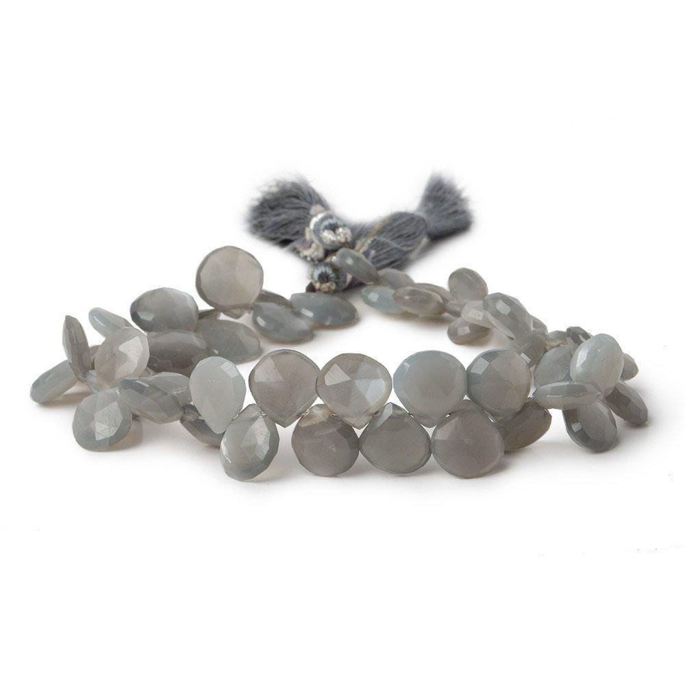 7x7-10x10mm Platinum Grey Moonstone faceted heart briolette 8 inch 50 Beads - Beadsofcambay.com