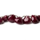 7x7-11x11mm Ruby Faceted Heart Briolette 8 inch 25 - Beadsofcambay.com
