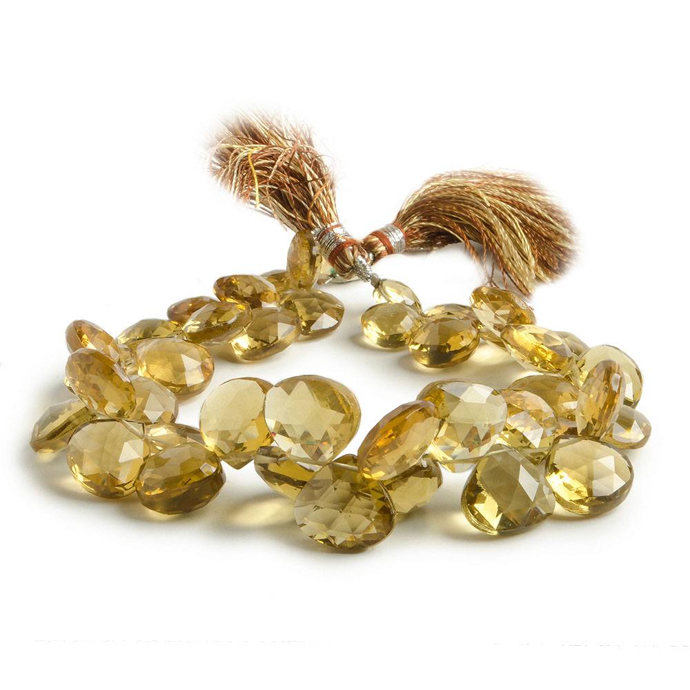 7x7-11x11mm Whiskey Quartz Heart Briolette 8 inch 39 pieces - Beadsofcambay.com
