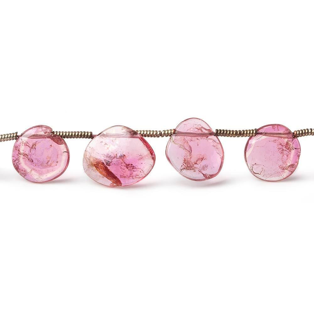 7x7-11x9mm Pink Tourmaline Top Drill Slice Beads 8 inch 20 pieces - Beadsofcambay.com