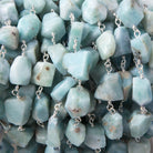 7x7-12x8mm Larimar faceted nugget .925 Silver Chain by the foot - Beadsofcambay.com