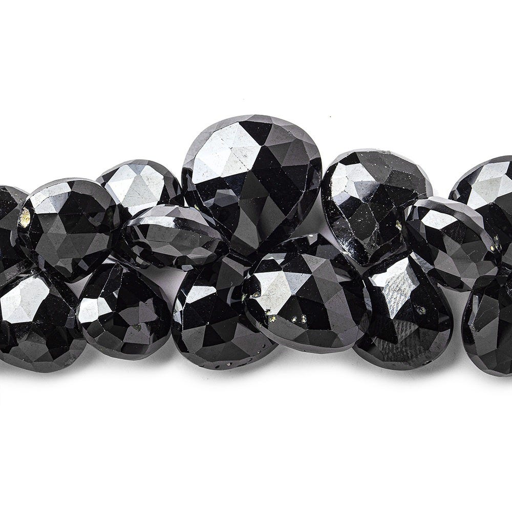7x7-15x15mm Black Spinel Faceted Hearts 15.5 inch 90 Beads A - Beadsofcambay.com