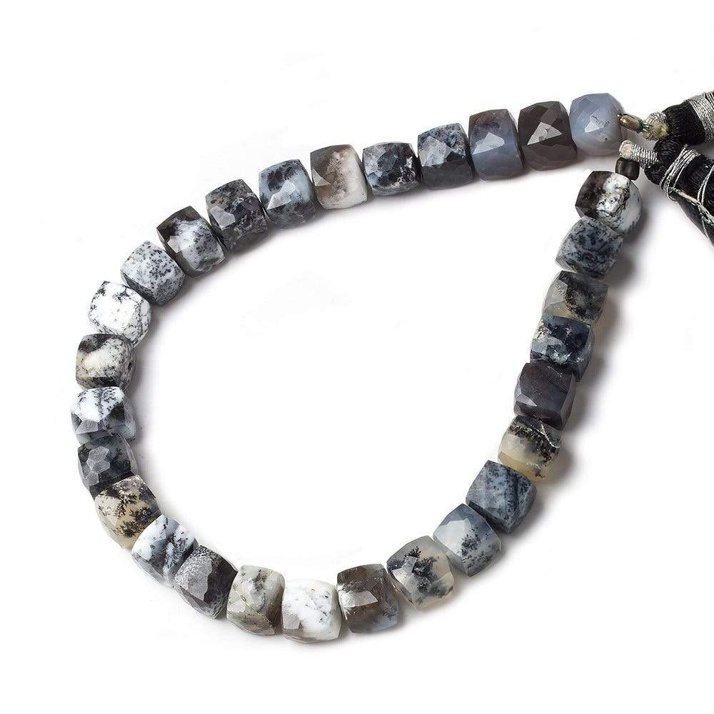 7x7-7.5x7.5mm Dendritic Opal faceted cube beads 8inch 25 pieces AA - Beadsofcambay.com