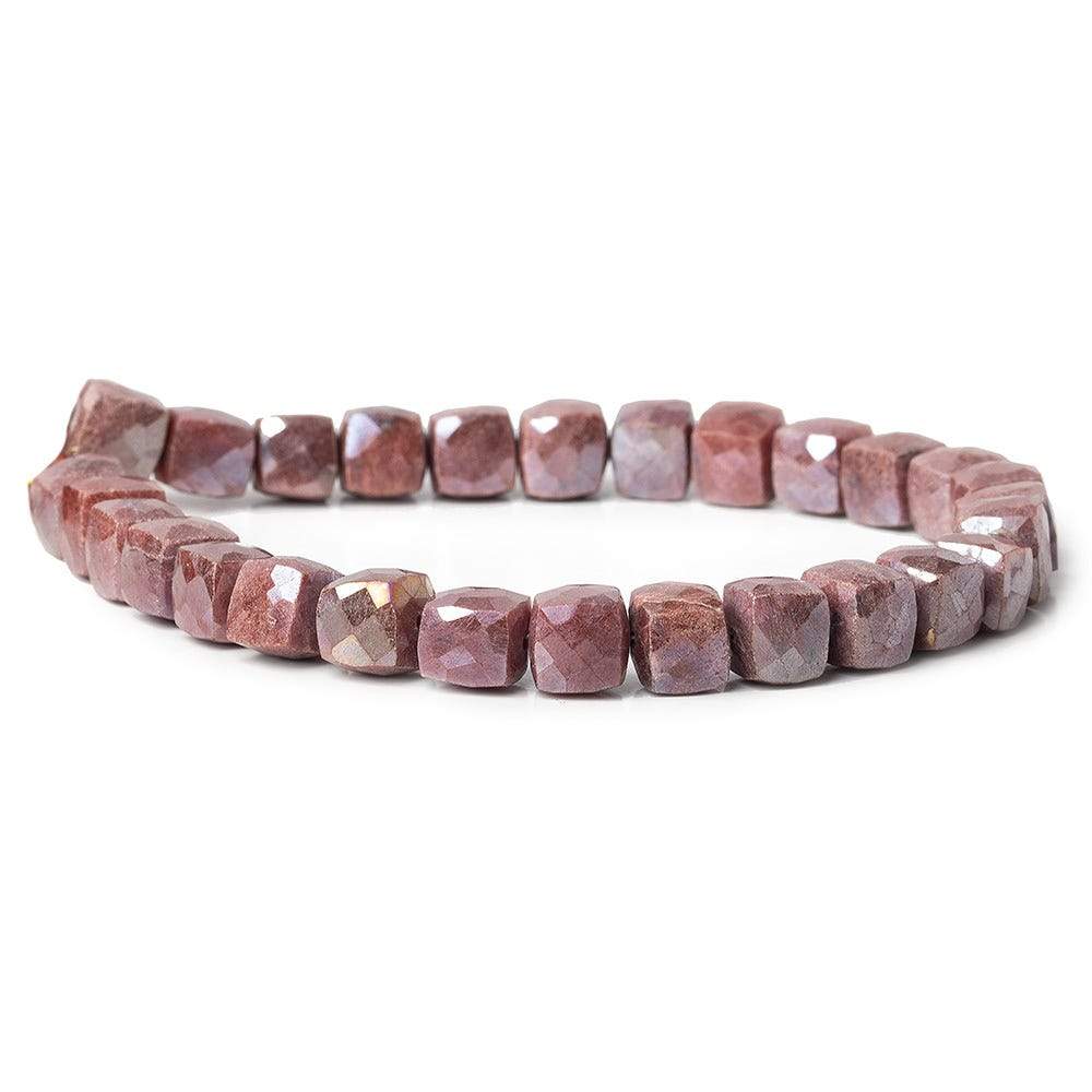 7x7-7.5x7.5mm Mystic Red Quartz faceted cubes 8 inch 27 beads AA - Beadsofcambay.com