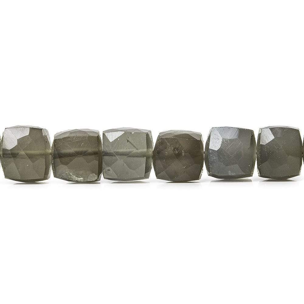 7x7-7.5x7.5mm Platinum Grey Moonstone faceted cubes 8 inch 27 beads AA - Beadsofcambay.com