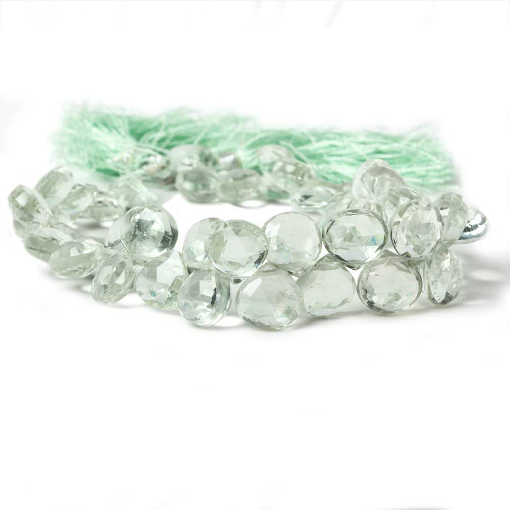 7x7-8.5x8.5mm Prasiolite faceted heart beads 8 inch 48 pieces - Beadsofcambay.com