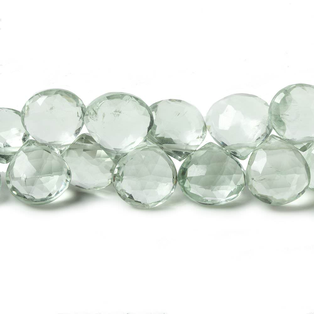 7x7-8.5x8.5mm Prasiolite faceted heart beads 8 inch 48 pieces - Beadsofcambay.com