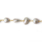 7x7-8x10mm Silver Baroque Freshwater Pearl Vermeil Chain by the foot 23 pcs - Beadsofcambay.com